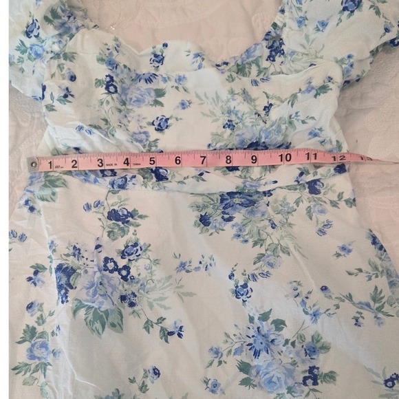 Altar'd State Floral Puff Sleeve Square Neck Cutout Back Mini Dress - Picture 4 of 12